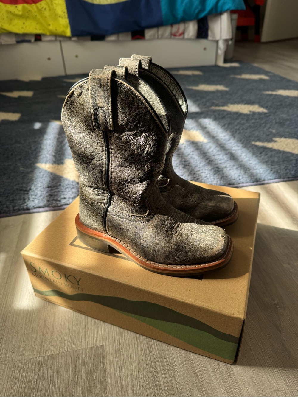 Kids Gray Western Pull-On Boots by Smoky